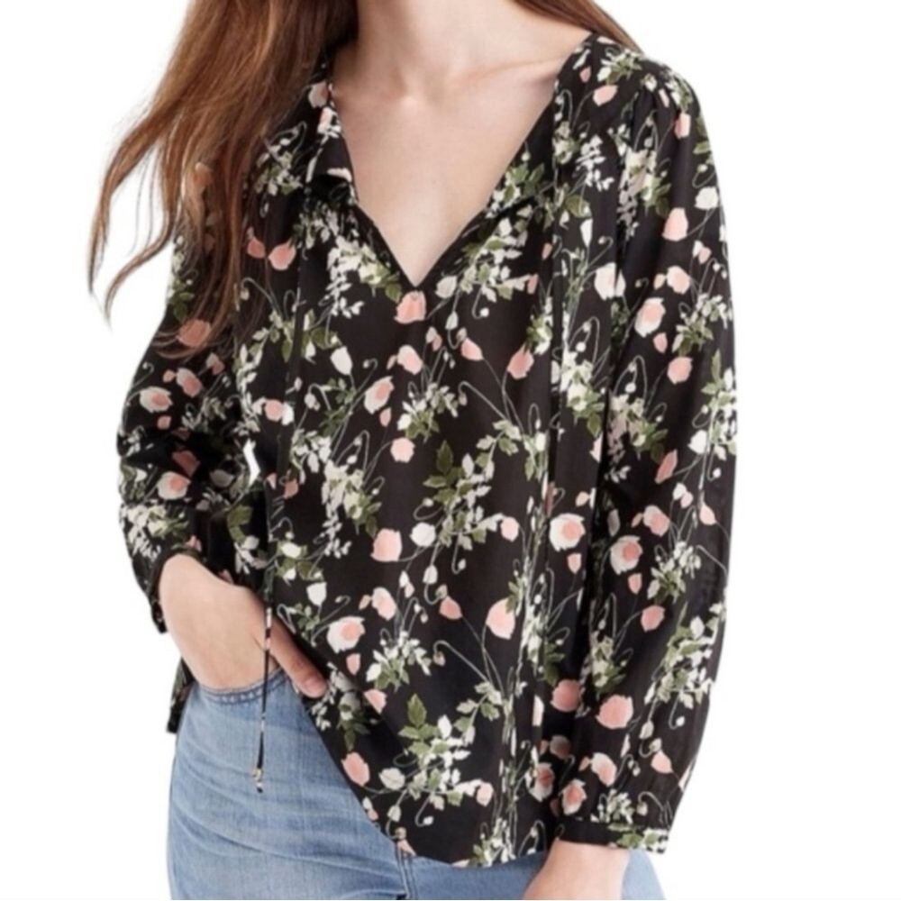 J. Crew Point Sur Peasant Top in Liberty® Poppy Dream S